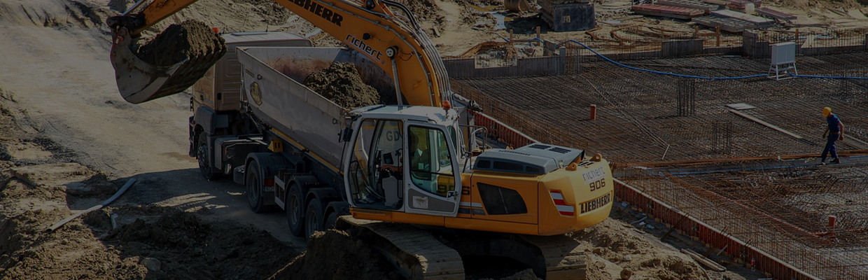 Excavator on a job site