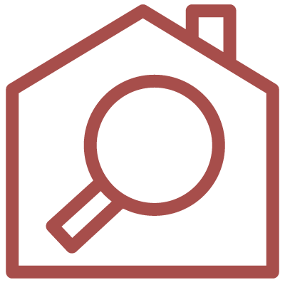 House with magnifying glass icon